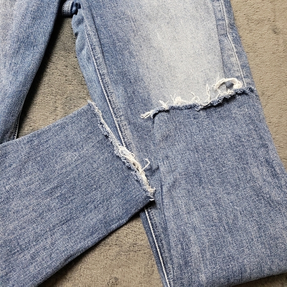 Flying Monkey Boyfriend Jeans Distressed Raw Hem size 28 Blue Ripped Denim - Picture 7 of 12